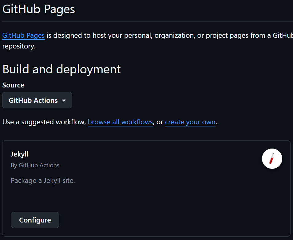 GitHub Pages Settings